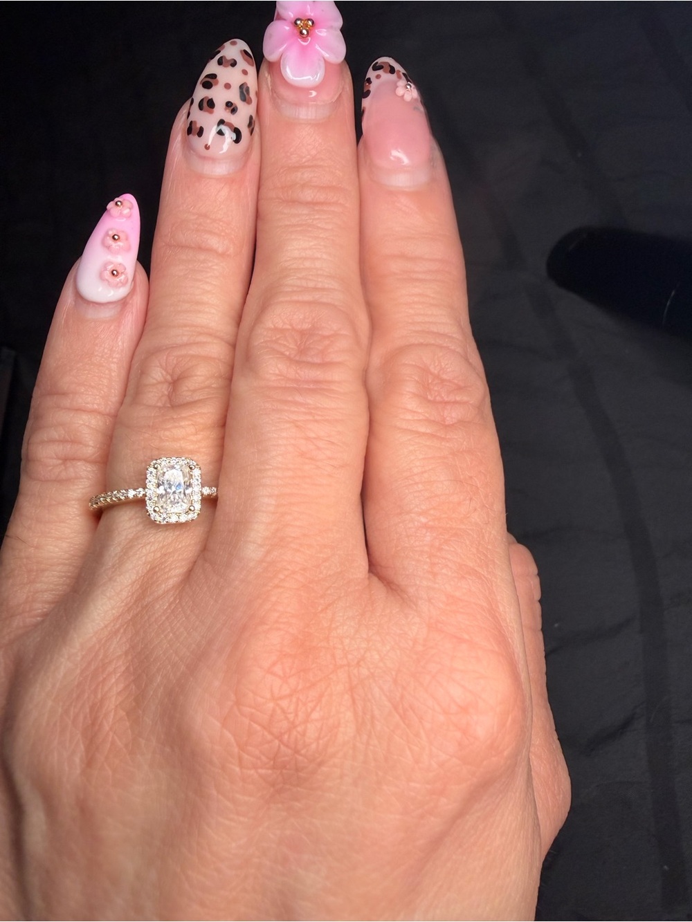 1.02 CTW D VVS Moissanite Halo Engagement Ring Size 6 Gold Filled Radiant Cut